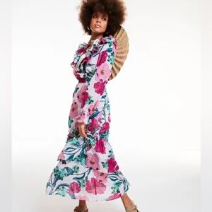 NWT INC - Hawaii Floral-print Ruffled Maxi Dress